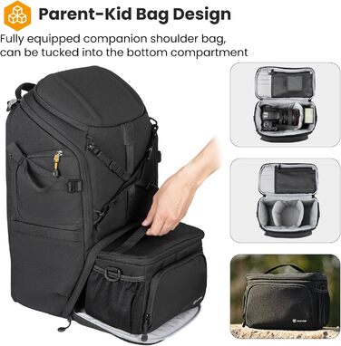 Рюкзак для камери Tarion HX-XL, 2-в-1, чорний, водонепроникний, з відділенням для ноутбука 15.6 дюймів