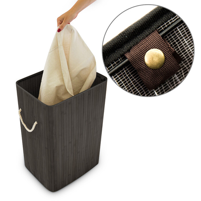 Relaxdays Bamboo Laundry Basket, Square