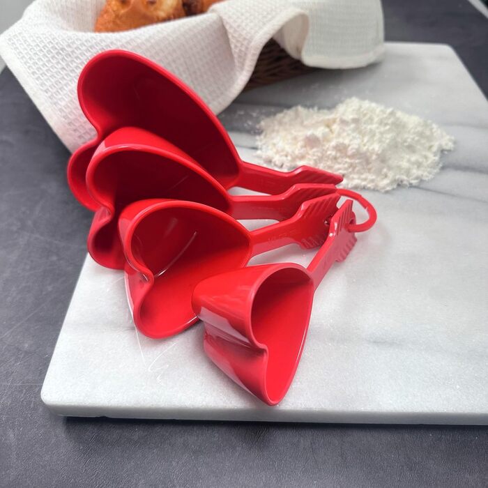 Supreme Housewares Heart Measuring Cups and Spoons Set for Indoor and Outdoor Use, Party, Wedding, Birthday, Valentine's Day, and Everyday Use