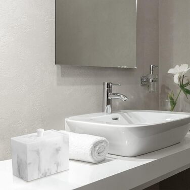 Органайзер для ватних паличок та дисків Luxspire з 2 відсіками, білий. Косметичний контейнер для зберігання ватних паличок, дисків та інших дрібниць.