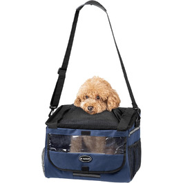 Корзина для собак Navaris на велосипед, передна, для собак до 10 кг, з додатковими кишенями, синього кольору