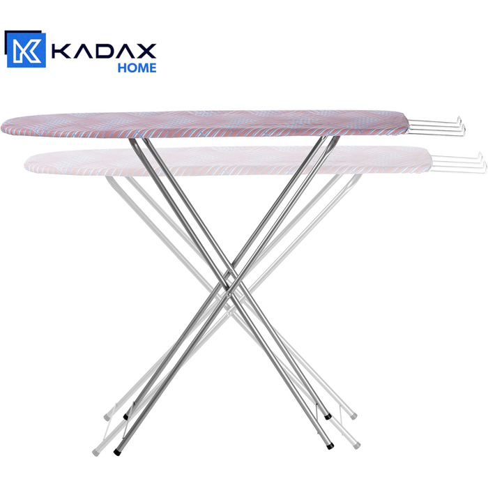 КADAX Прасувальна дошка з полицею, 104x30 см, прасувальна станція з підставкою для праски, компактна, з підкладкою з піни (персикова)