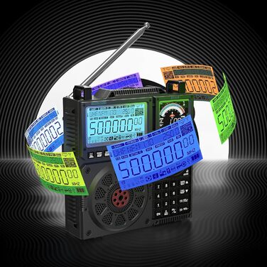 Радіоприймач Raddy RF919 SSB: FM/AM/SW/VHF/UHF/AIR/CB, з тюнером, 3 антени, 5000mAh, сірий