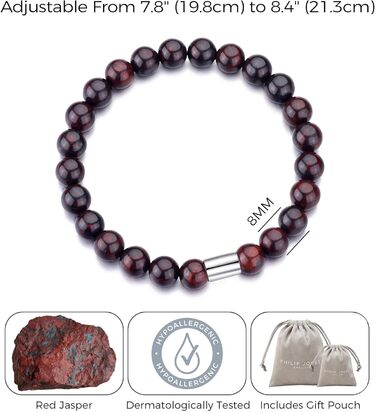 Чоловічий браслет Philip Jones з червоного яшми