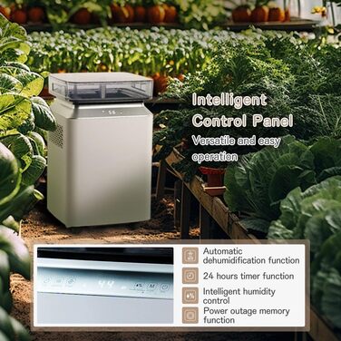 Електричний осушувач повітря 70л/день з авто-режимом та шлангом для підвалу, ванної кімнати, спальні до 150㎡. Осушувач з цифровим дисплеєм, захистом від плісняви, 360° колесами, тихий 40dB, білий (бежевий)