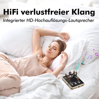 MP3-плеєр 32GB з Bluetooth 5.3 та динаміком, портативний Hi-Fi плеєр для дітей з 2.8-дюймовим сенсорним екраном, FM-радіо та диктофоном, підтримка TF-карт до 128GB (Золотий)