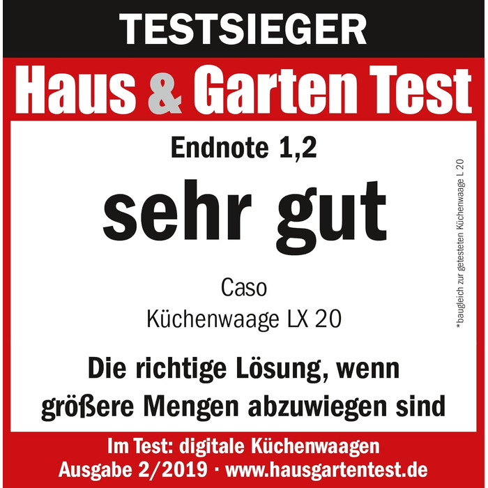 CASO Kinetic Kitchen Scale - LX 20 - Battery-Free, 5kg Capacity, 1g Increments - Testsieger