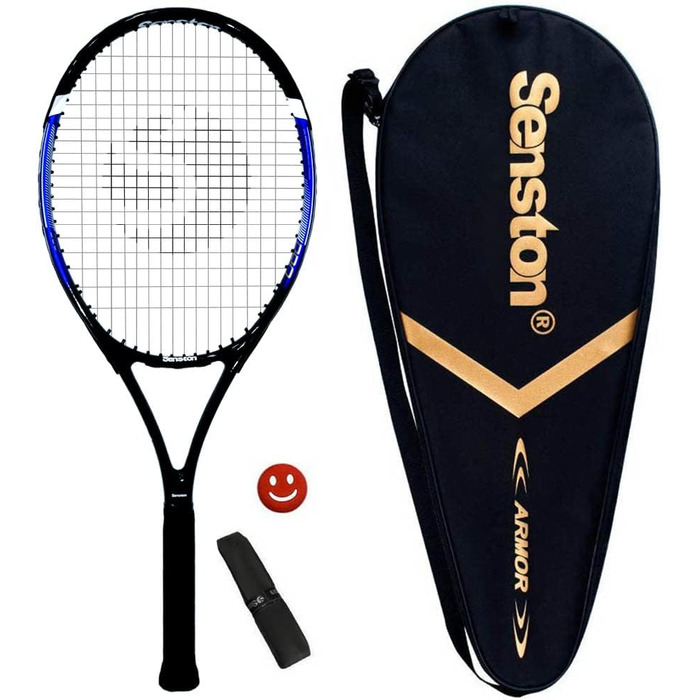 Тенісний racket Senston для професійних тренувань: ракетка для жінок та чоловіків з сумкою, овергрипом та демпфером вібрацій, блакитний, 27 дюймів