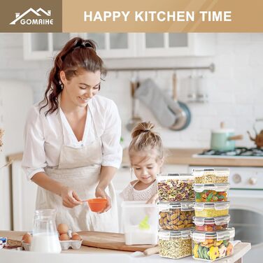 Набір контейнерів для зберігання GoMaihe 16 шт. - герметичні бокси для кухні, продуктів, круп, мюслі, рису, мелу та корму для тварин