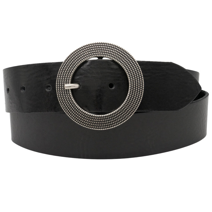 Жіночий шкіряний ремінь AnnaMatoni 4 см, Німеччина - класичний дизайн, натуральна шкіра, нікелестійка пряжка (95 см, чорний)