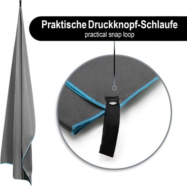 Рушник мікрофібри Legendwerk® 160x80 см – швидковисихаючий, компактний – для подорожей, фітнесу, міста та відпочинку на природі – легкий, стильний, з сумкою та петлею для підвішування, сірий, 1 шт.