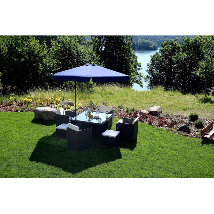 Садова парасолька з боковим стійкою Funfit Garden, синя, 350 x 250 см