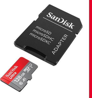 Карта пам'яті SanDisk Ultra microSDXC 128GB з адаптером, швидкість читання до 140 МБ/с для Android та смартфонів