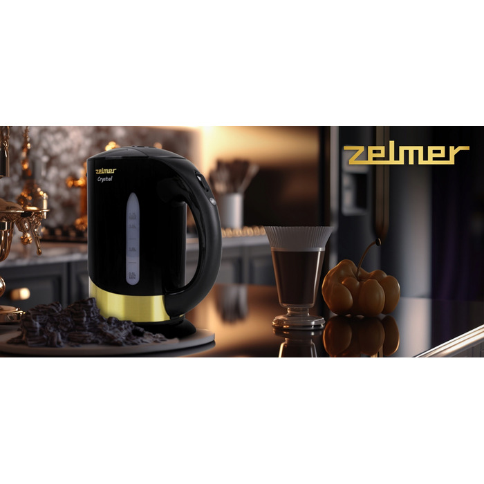 Електричний чайник Zelmer ZCK7630 Crystal Gold, 2200 Вт, 1,7 л, чорний