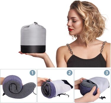 Подушка для шиї у подорожах, 100% Memory Foam - для автомобіля, літака, поїзда, офісу та кемпінгу, з чохлом, маскою для сну та берушами, фіолетовий
