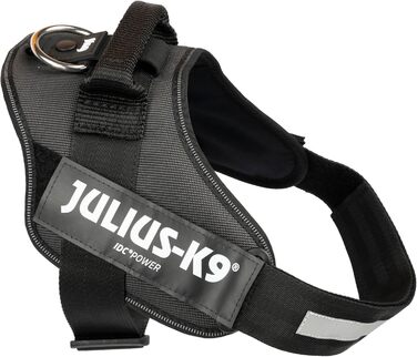 Шлейка для собак IDC Powergeschirr S - відбиваюча, з лого, регульована, дихаюча, для малих, середніх та великих собак (2TON (Black-Gray), XL/2)