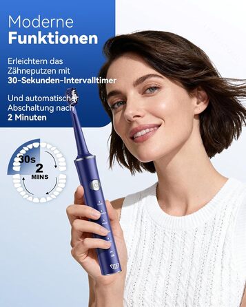 Електрична звукова зубна щітка JTF для дорослих, 5 режимів, 45 днів автономії, 8 насадок, IPX7 водонепроникна, з таймером, рожева - преміум набір для сім'ї