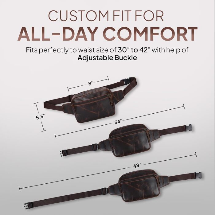 Чоловіча поясна сумка TheAntiq з натуральної шкіри, зелена, 20,3 x 12,7 x 7,6 см (8 x 5 x 3 дюйми)