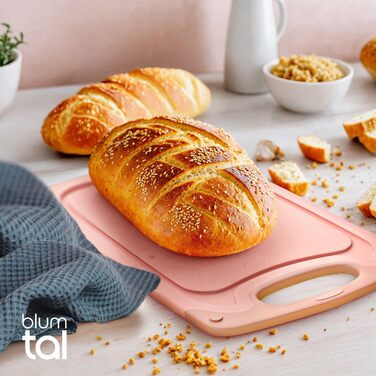 Набір дерев'яних обробних дощок Blumtal (S/M/L) - 2 шт. з жолобками для соку та зручною ручкою. Без BPA, придатні для миття в посудомийній машині. Кухонні дошки (Рожевий)