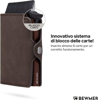 BEWMER Елегантне шкіряне картхолдер/портмоне з RFID-захистом | Для жінок та чоловіків | Колір: коричневий