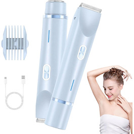 Електричний жіночий епілятор 2-в-1, Dual-Head, вологостійкий для обличчя, тіла, ніг та бікіні (Блакитний)