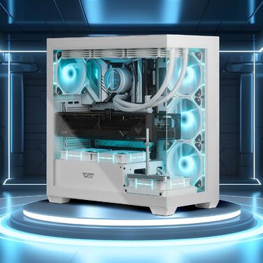 darkFlash DS900: Корпус для ПК ATX Mid-Tower з 4 PWM ARGB-вентиляторами, подвійна скляна панель, підтримка радіаторів водяного охолодження 360mm, USB Type-C, чорний