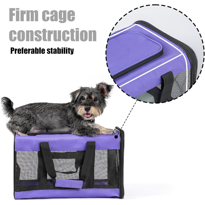 Транспортна переноска для собак та котів HITSLAM, складана, фіолетовий колір, розмір M (середній/великий), для авіаперельотів
