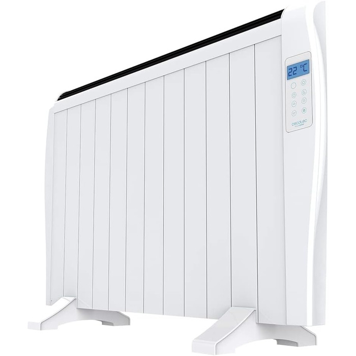 Cecotec ReadyWarm 2500 Thermal Flat Radiator with Remote Control. 1800 W, 12 Aluminum Elements, LCD Screen, 3 Heating Modes, Timer, Slim Design, Overheat Protection Overprotect System. 12 Elements White