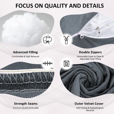 Подушка для вагітних Chilling Home U-подібної форми, подушка для сну на боці з чохлом, велика подушка для годування, подушка для жінок та тих, хто спить на боці (чорний, синій)