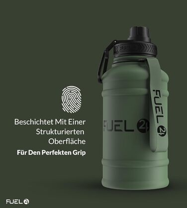 Extra Stark Stainless Steel Metal Water Bottle 1.3L & 2.2L - Leak-Proof & BPA-Free Stainless Steel Water Bottle - Robust Water Bottle Gym, Sports Stainless Steel Water Jug for Adults (1300 ml, Green)