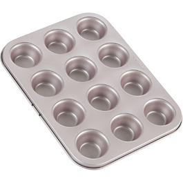 CHEFMADE Mini Muffin Pan, 12-Cavity Non-Stick Mini Cupcake Pan Baking Pans for Oven Baking (Champagne Gold)