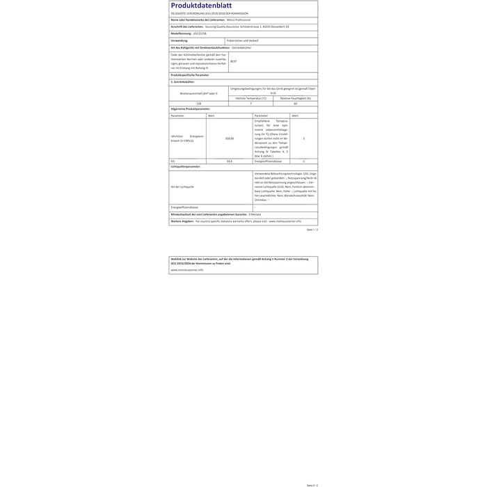 Холодильник для напоїв METRO Professional GSC2125B, 118 л, чорний