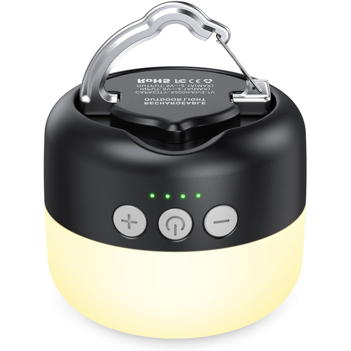 Camping Lamp, LED Camping Lantern USB Rechargeable with 5200 mAh, 4 Brightness Modes & Dimmable (Stepless) & Built-in Strong Magnet Camp Light for Hiking, Emergency