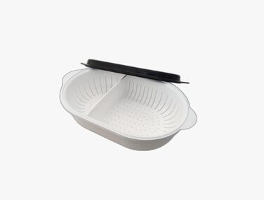 Tupperware Super Servierstar 2,5 л з термоситом, кухонний термоконтейнер з друшляком, чорний/білий, для зберігання та подачі їжі, підтримує тепло, кухонний посуд