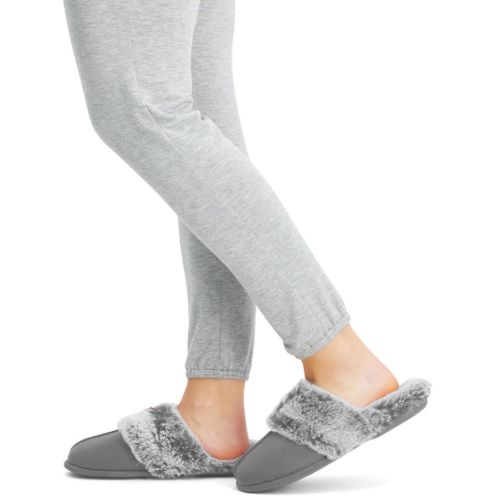 Жіночі домашні тапочки Jessica Simpson з м'якою підкладкою з штучного хутра та піною Memory Foam, неслизька підошва, сірий колір, розмір Small