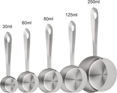 IFFMYJB Measuring Cups and Spoons 11-Piece Set, 5 Stainless Steel Nesting Measuring Cups, 6 Measuring Spoons, Metal Measuring Spoons and Cups for Dry or Wet Ingredients During Cooking & Baking
