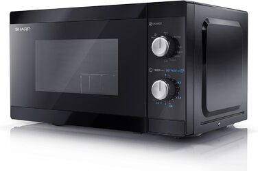 Мікрохвильова піч Sharp YC-MG01E-B з грилем, 20 л, 800 Вт, 1000 Вт гриль, ручне керування, чорна