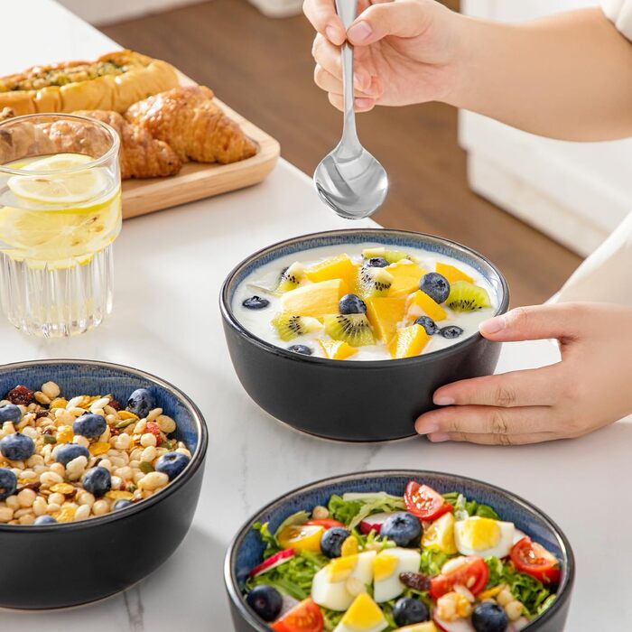 Набір тарілок/мисок Vancasso PLAYA, 6 шт., блакитні, з кераміки (6 мисок, супові тарілки, салатники, паста)