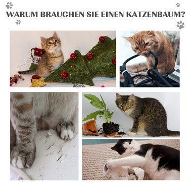 PawHut кігтеточка для котів, маленька, 46H см, з когтеточками та іграшками-м'ячиками, плюш чорного кольору, ідеально підходить для маленьких котів