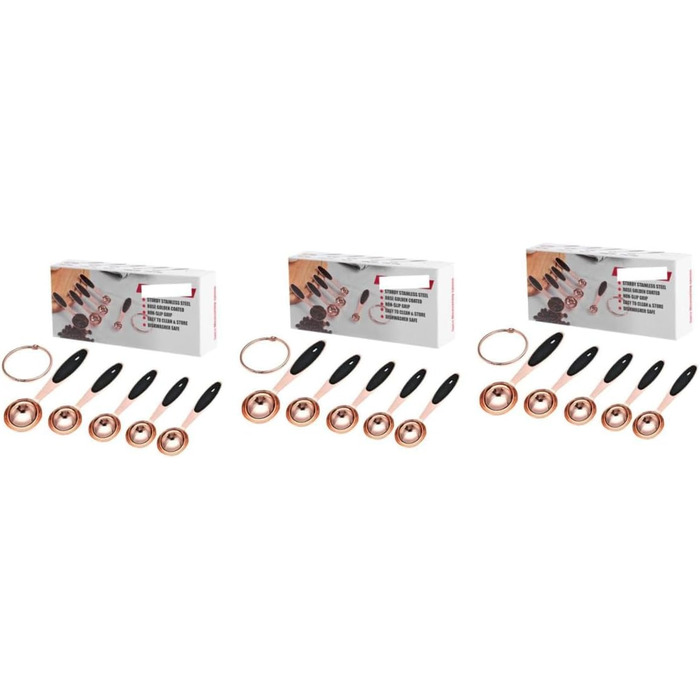 MAGICLULU 3 Sets Rose Gold Measuring Spoons, Measuring Cups, Scoops, Grill Plate, Baking Mold, Cocktail Spoon, Measuring Spoon, Kitchen Baking Utensils, Kitchen Accessories, Stainless Steel