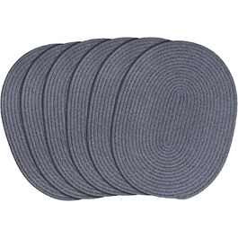 Fanquare Oval Woven Placemats Set of 6 Dark Grey Cotton Rope Braided Placemats Heat Resistant Washable Non-Slip Table Mats for Kitchen Dining Table, Home Decoration 30x40cm