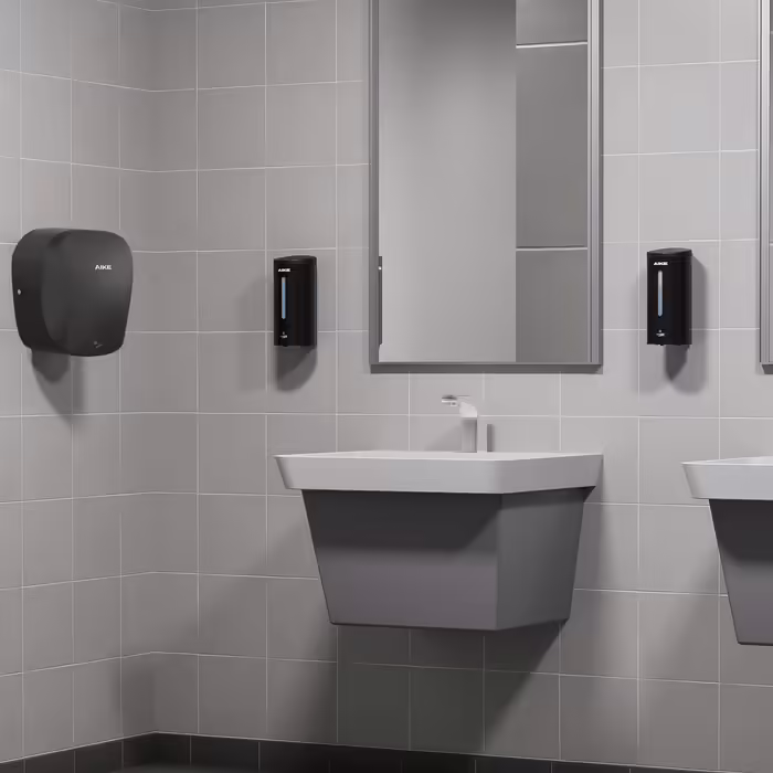 AIKE AK1205 Automatic Soap Dispenser Wall Mount Matte Black, 800ml Commercial Automatic Liquid Soap Dispenser Wall Mounted, 5-Speed Adjustable