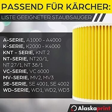 Фільтр для пилососа Kärcher (12 мішків + 1 фільтр) - сумісний з WD3, WD2, WD 3, WD1, MV3, MV2, NT, KNT, K A SE, VC. Замінник 6.414-552.0, 6.414-772.0, 6.414-547.0. Для алергіків