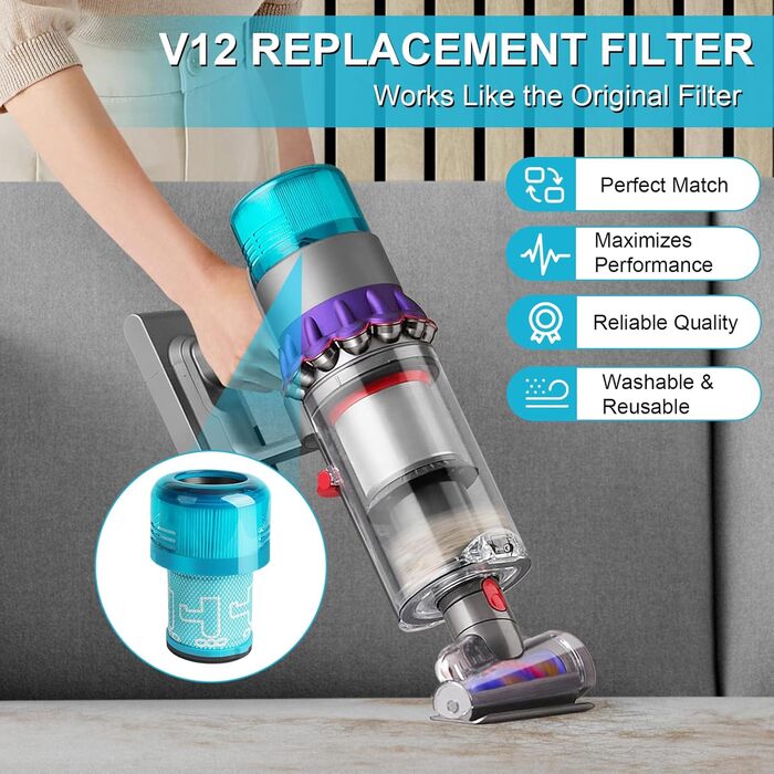 Фільтри для пилососа Dyson V11/V15 (3 шт) - Waitley, сумісні з SV14, SV17, SV22 Detect Animal, Absolute, Extra, Pro, Torque Drive (#970013-02, V12)