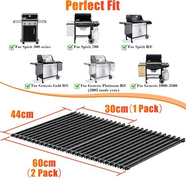 GFTIME решітка для гриля 44x30 см, емальована, для Weber Spirit E-310/E-320/S310/S320/700/900, Genesis Silver/Gold/Platinum B/C, заміна 65906/7525/7526/7527