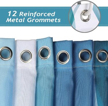 Шторка для душу Bonhause 180x180 см, водонепроникна, антигрибкова, смугаста, поліестер, для ванної кімнати, з 12 кільцями, колір Teal