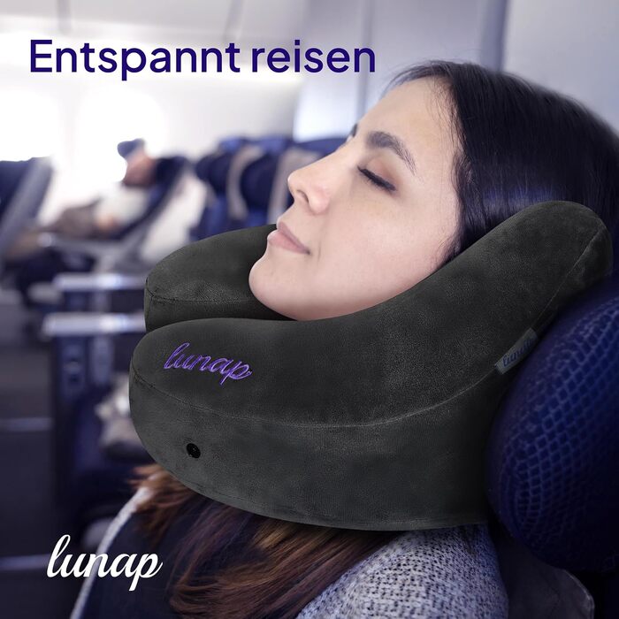 Подушка для шиї у подорожах Luna | Memory Foam, дихаюча, пральна | Для дорослих | Підходить для літака та авто | Сірий колір