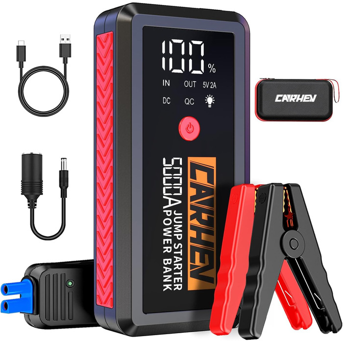 Powerbank для авто Starthilfe 5000A: пускова станція, 12V, до 8.0L бензин/дизель, USB, LED ліхтарик