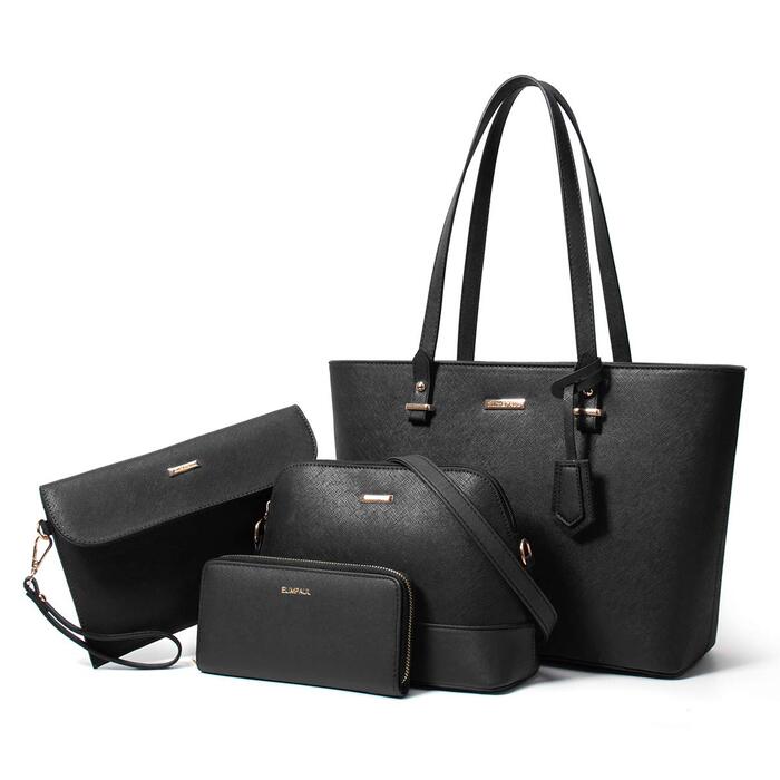 YTL Сумка жіноча Tote Shopper велика, чорна: набір 4 в 1 (офіс, школа, подорож)