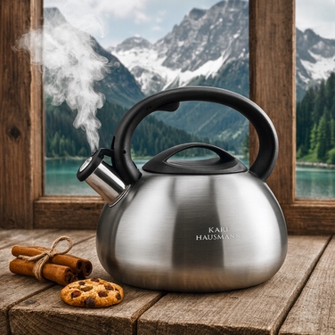 Класичний сталевий чайник Karl Hausmann, 2,5 л, чорний, сріблястий, сірий